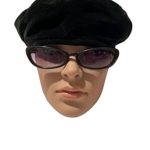 DK Donna Karen vintage black velvet hat one size BERET / TAM